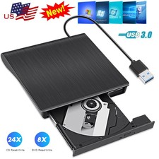 USB 3.0 External DVD CD Hard Disc Burner Player Reader Optical Drive PC Laptop