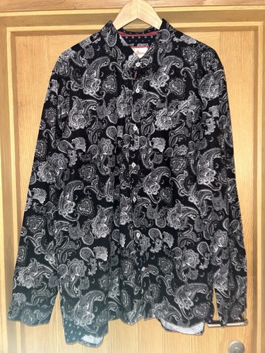 Joe Browns schwarz & weiß Paisley Print Herren Langarm Hemd Größe 2XL