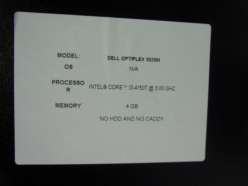 Dell OptiPlex 3020M Micro Core i3-4150T 3.00GHz 4GB No O/S, HDD, Caddy (O232) - Afbeelding 6 van 12