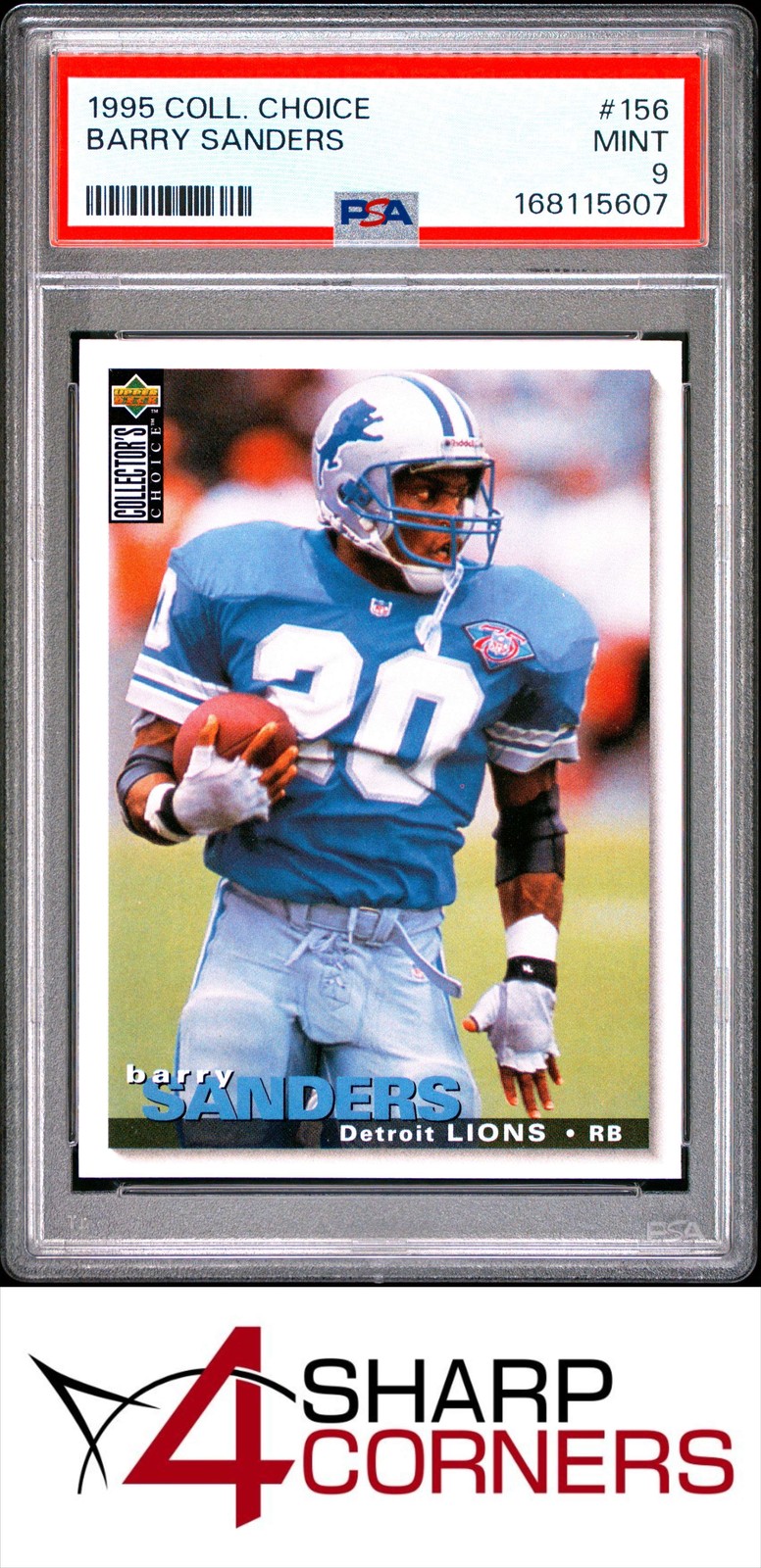 1995 COLLECTOR'S CHOICE #156 BARRY SANDERS LIONS HOF PSA 9