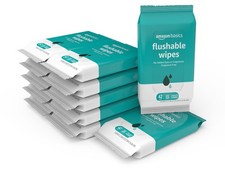 Amazon Basics Flushable Adult Toilet Wipes, 42 Count Pack of 12 , white