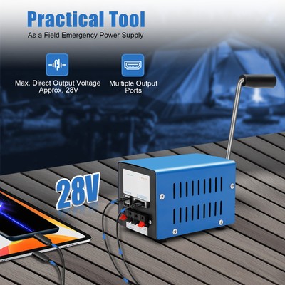 Hand Crank Generator Dynamo Emergency Generator 12/15V USB Charging Portable