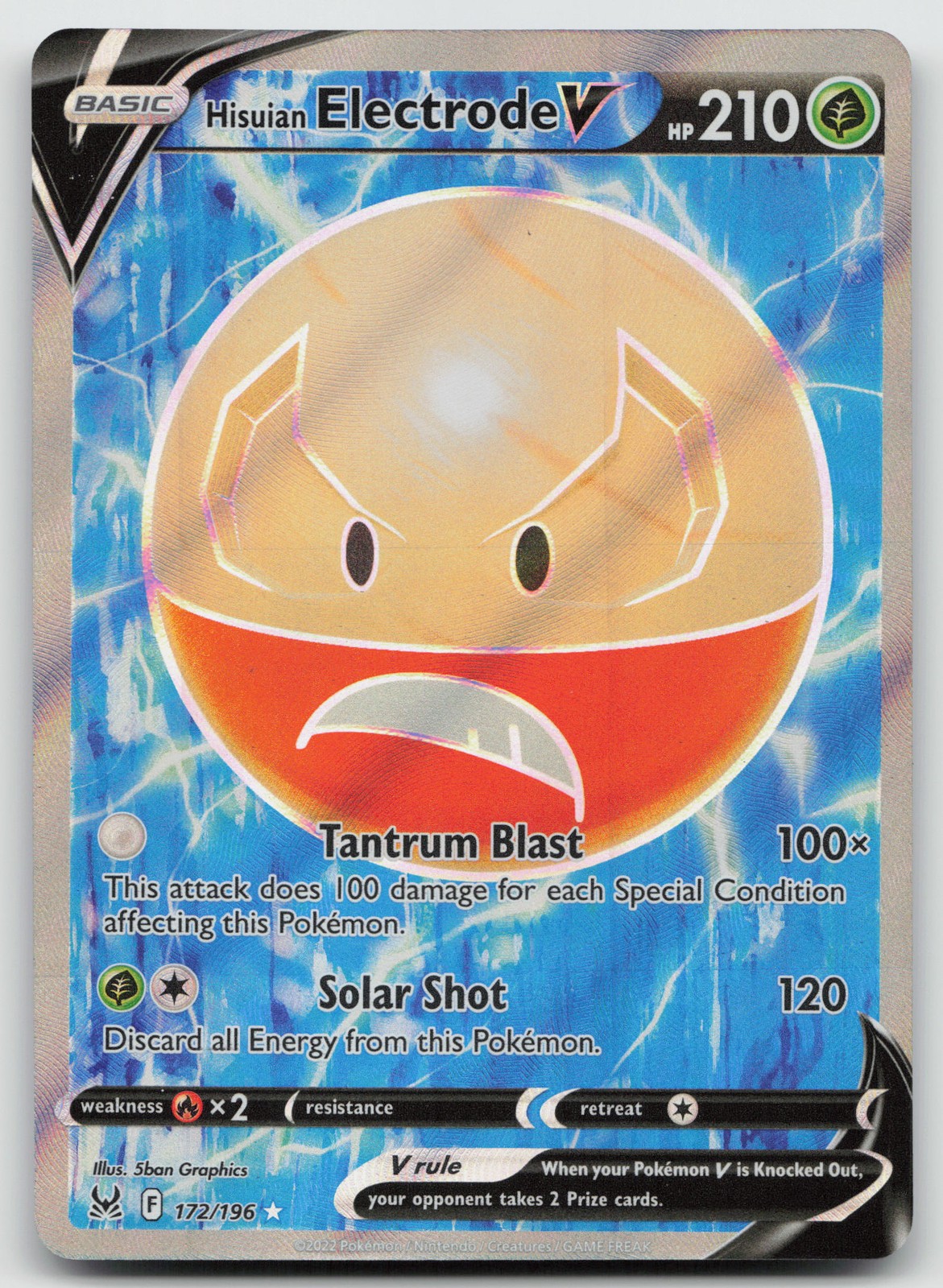 Hisuian Electrode V (Full Art) Ultra Rare Holo SWSH11: Lost Origin 172/196 NM