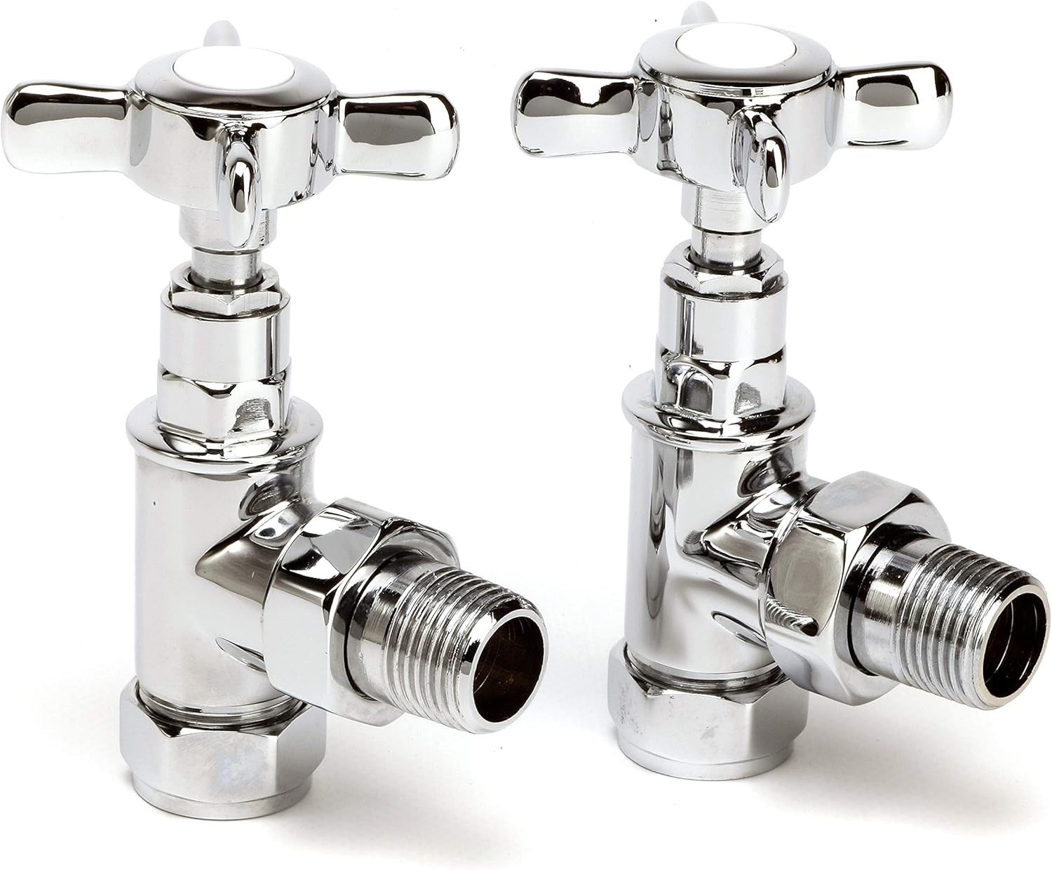 Genoa Traditional Chrome Angled Radiator & Towel Rail Valves Central Heating an