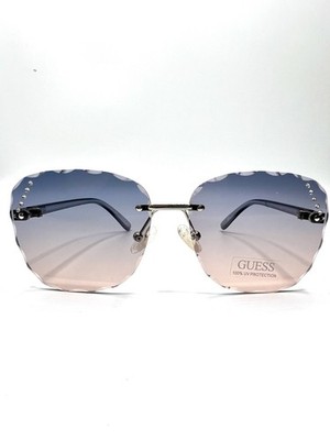 GUESS GF4024 08W Women's Rimless Sport Sunglasses Blue Gradient Lenses NEW