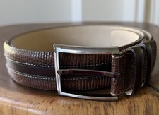 Mezlan Brown Genuine Lizard Leather Dress Belt Made in Spain Size 38 Mens 10495