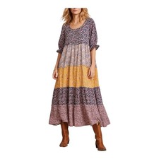 Natural Life Large Colette Floral Tiered Boho Relaxed Maxi Dress Cottagecore