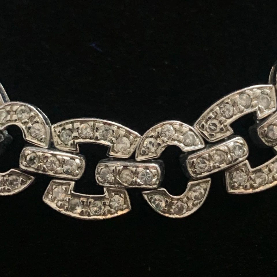 Vintage Sterling Silver Ross Simons CZ Chain Link Bracelet 7.75" Elegant Estate - Image 2 of 4