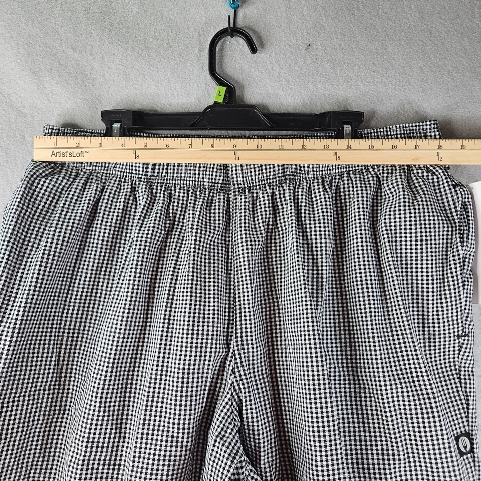Chef Works Pants 3XL Black White Check Elastic Waist Drawstring Workwear Uniform - Image 4 of 4