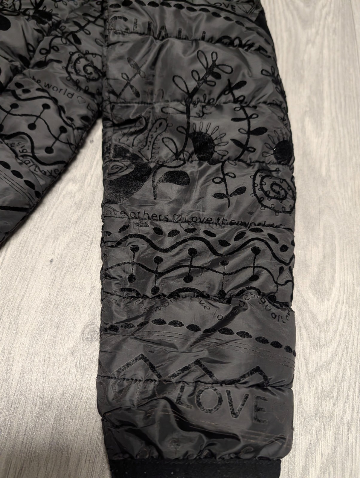 Desigual Black Patterned Puffer Jacket Floral Lov… - image 9