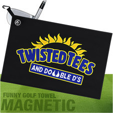 Fore Show Twisted Tees Magnetic Golf Towel with Clip – 24"x16" Microfiber