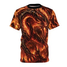 Fiery Dragon Illustration Tee | All-Over Prin...