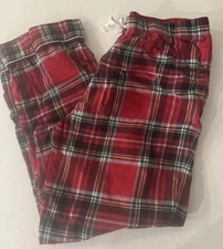 LANDS END Ladies Large TALL LT Flannel Pajama Lounge Pants Red Plaid GUC