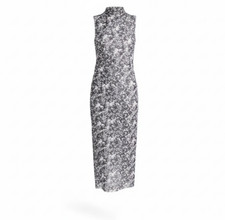 Betsey Johnson Midi Dress Large Black White Rose Floral Sleeveless  Lined NEW