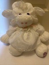 Puffalump Cow White Lace Pink Heart Dress Plush 17  Fisher Price Vintage 1986