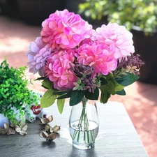 Enova Home Artificial Mixed Silk Dahlia Fake Flowers Pink N/A