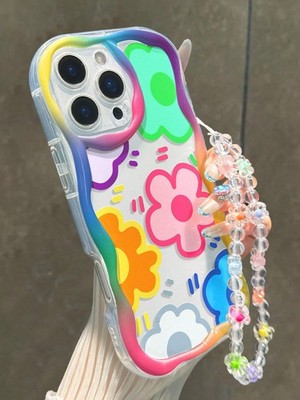 Floral TPU Shockproof Phone Case With Beaded Strap For Xiaomi Redmi 9C
