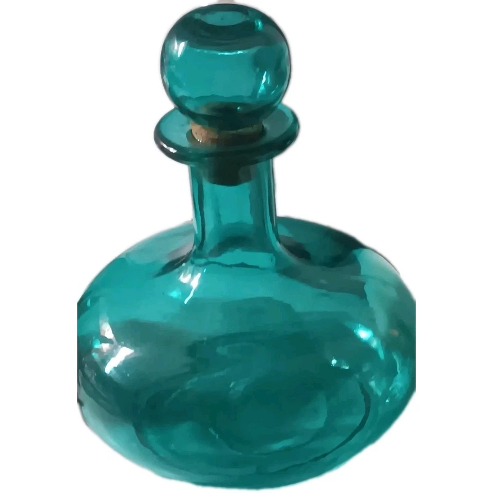 Jarrón vintage de vidrio burbuja verde azulado Foto 3 de 4