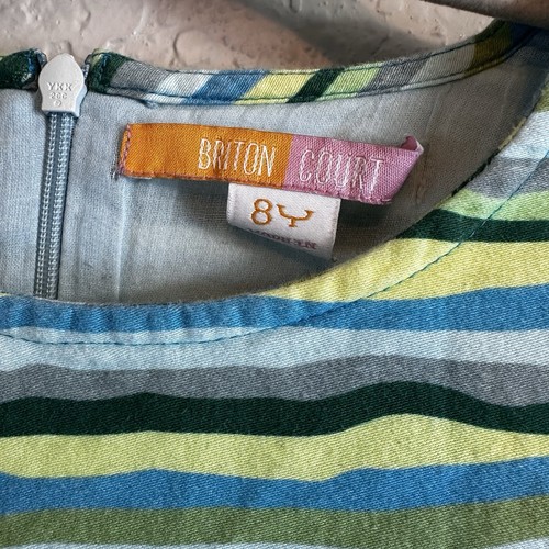 Briton Court Girls Dress Size 8Y Colorful Stripped Ruffle Lined A Line Summer - Picture 3 of 10