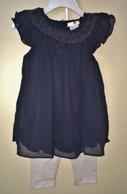 MAX STUDIO BABY Blue Chiffon Top w/ Leggings NEW Infant Girls Sz 12 mo 18 mo 2T