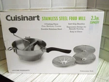 CUISINART Food Mill Stainless Steel 2.3 Qt Complete 3 Blades Excellent Condition