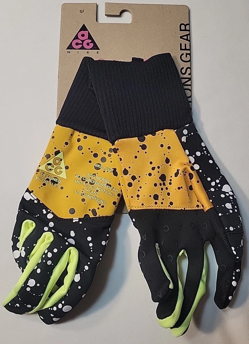 Nike Lab ACG Shield Women's Sz S Running Gloves Yellow Ochre Black