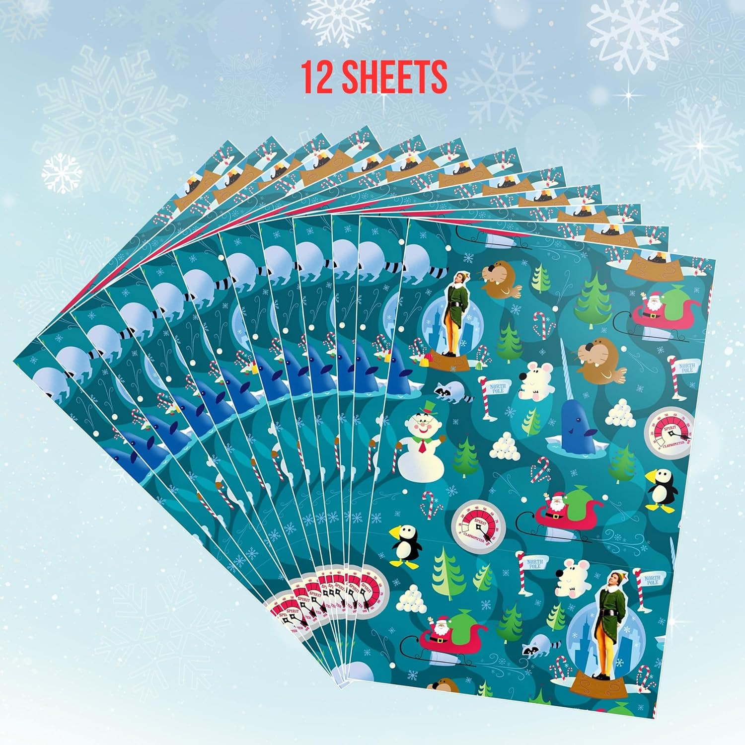 Buddy the Elf Christmas Wrapping Paper Sheets | Funny Holiday Gift Wrap 12 Pack