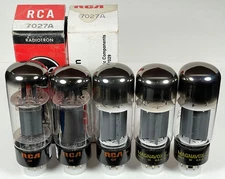 5 RCA & Sylvania 7027A audio tubes TV7 & AT1000 tested NOS excellent in Gm & Ip
