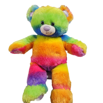 Build A Bear BAB Tropicolor Rainbow Tie Dye Neon Bright 17  Teddy Bear Plush