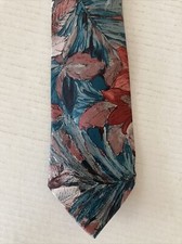 Town Craft Men's Necktie Tie Polyester Tropical Floral Pastels Made in USA