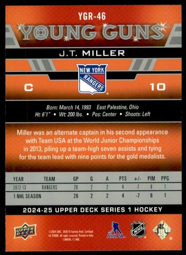 2024-25 UPPER DECK SERIES 1 HOCKEY YOUNG GUNS YG RENEWED -PICK FROM LIST- U-PICK - Picture 120 of 130