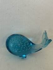 Turquoise Blue Glass Whale With Controlled Bubbles