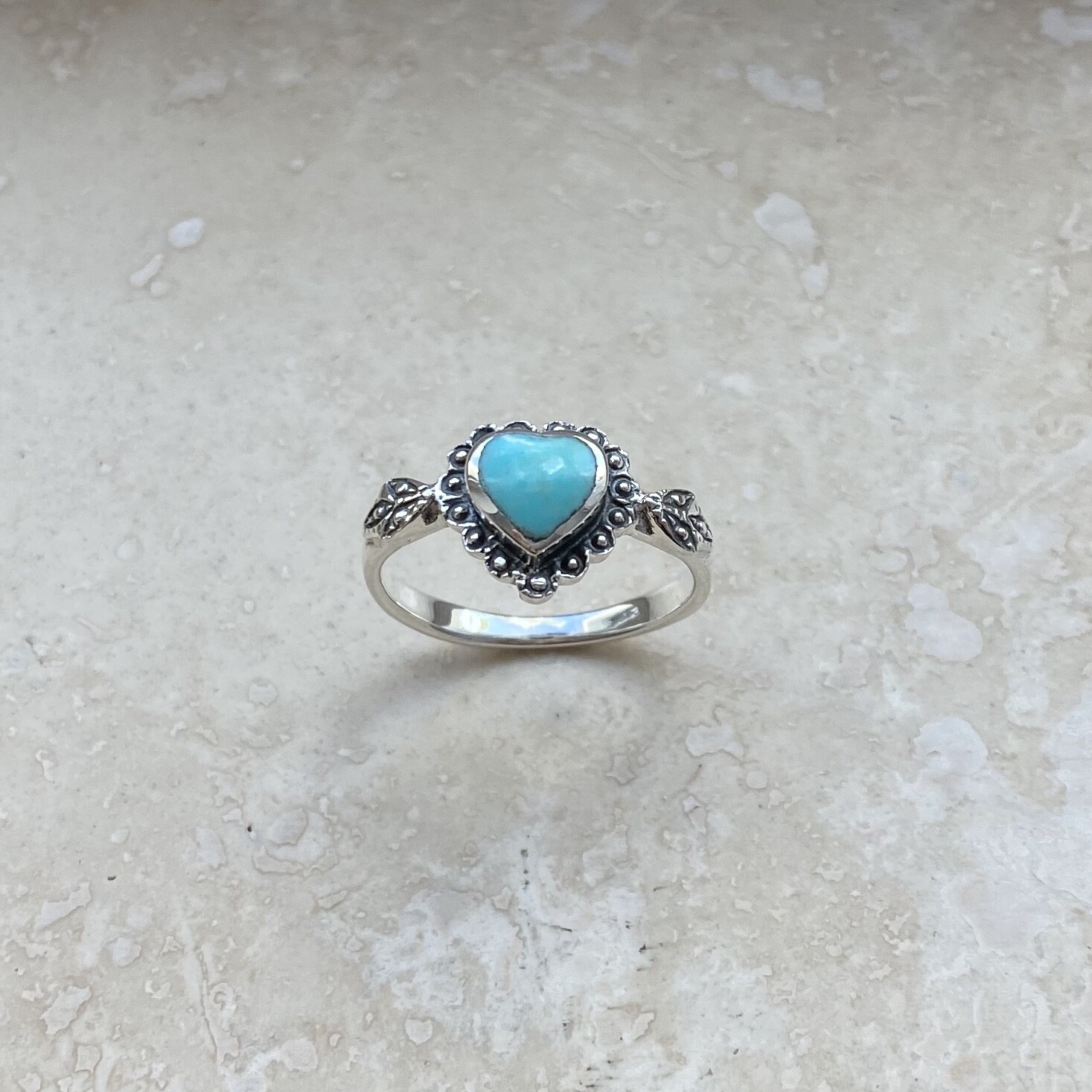 Turquoise + SS Heart Letter Ring main image 0
