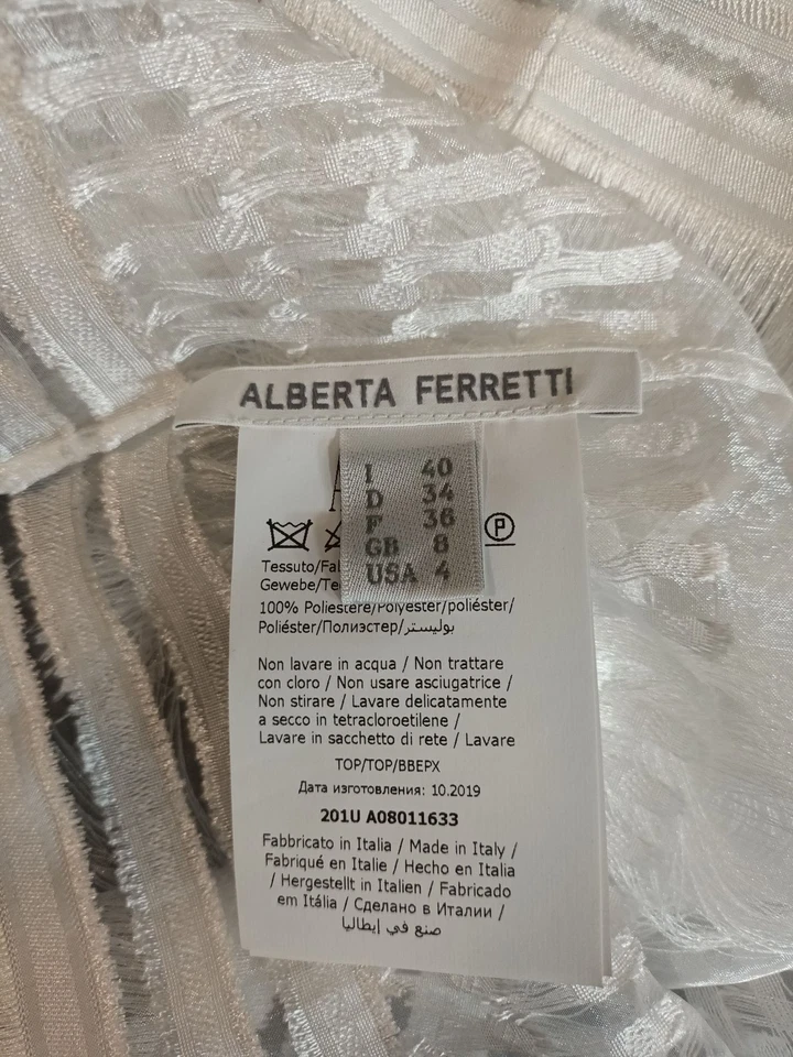 Alberta Ferretti White Fringed Sleeveless Top - Size UK8 - Image 4 of 4