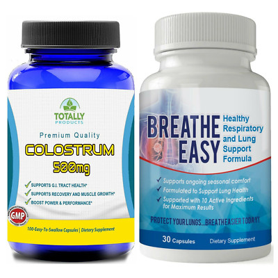 Colostrum G.I Tract Muscle Support & Breathe Easy Dietary Supplement 60 Capsules