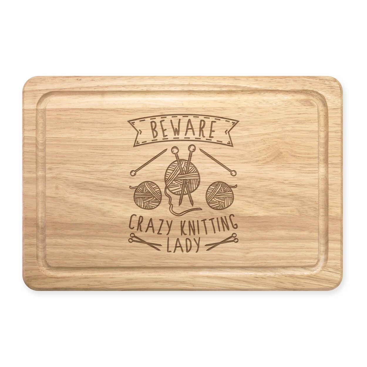 Beware Crazy Knitting Lady Rectangular Chopping Board Mum Mothers Day