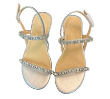 Ladies Dreampairs Silver Rhinestone Flat Sandal Size 5
