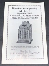 1929 Mills Slot Booklet Directions for Operating Mills Operator’s Bell Counter