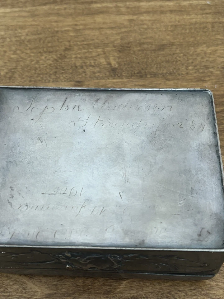 银锁盒饰品丹麦瑞典古董 1800 — 第 3/4 张图片