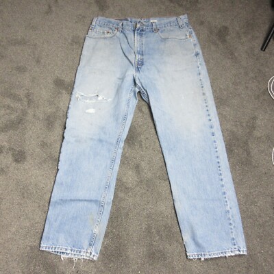 Levis Jeans Mens 38 x 30''  Blue 505 Regular Fit Straight Leg Workwear