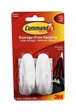 3M COMMAND medium Designer hooks For Damage Free Picture / Poster Hanging 17081
