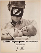 1971 Print Ad Allstate Young Man's Life Insurance Father & Baby