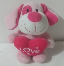 Pink Plush Stuffed Puppy Dog Dan Dee Heart Love Valentine Birthday Gift 6" READ