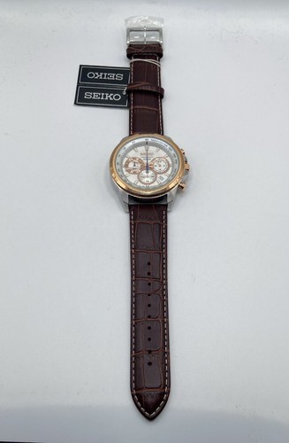 Men’s Seiko Chronograph Brown Leather Strap Wristwatch SSB250P1