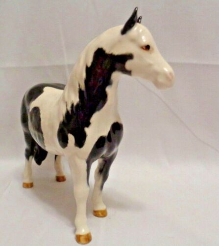Original Beswick England Black Piebald Pinto Pony Horse Porcelain - Picture 2 of 12