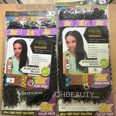 Cherish synthetische gehäkelte Haarverlängerung Handarbeit 3 x BOHEMIAN BRAID 16 & 20 ''