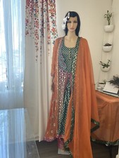 Party Wear Ready Made Pakistani Orange Embroidered Kameez Pink Banarsi Lehnga