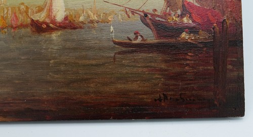 18th Century Italy Venice Old Master Painting of Venetian Canale Tour on Board - Picture 13 of 15