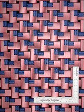 Patriotic USA American Flags Star Stripes Cotton Fabric By The Yard 58"Wide