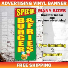 SPECIAL BURGER FRIES Advertising Banner Vinyl Mesh Sign Fast Food Sub Drink Fry